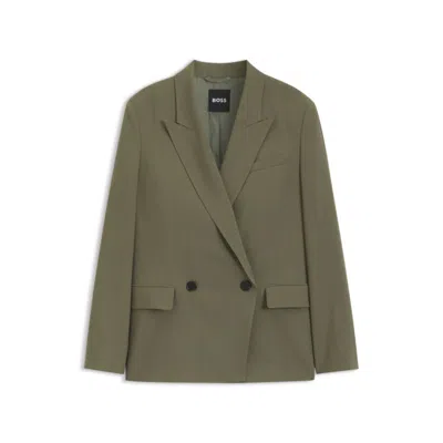 Hugo Boss Regular-fit Blazer In Pinstripe Stretch Crepe In Multi