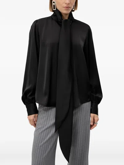 Hugo Boss Regular-fit Blouse In Satin With Burnout Print In Black