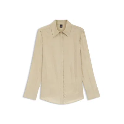 Hugo Boss Regular-fit Blouse With Concealed Closure In Neutral