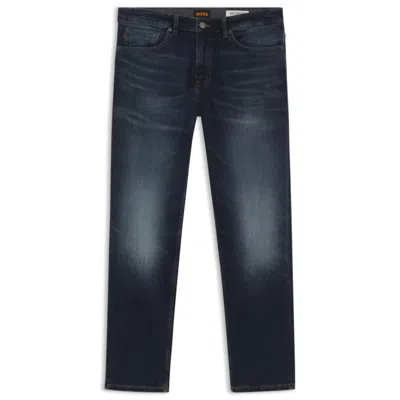 Hugo Boss Regular-fit Blue-black Jeans In Soft Motion Denim