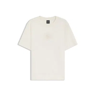 Hugo Boss Regular-fit Cotton T-shirt With Double-b Monogram Embroidery In White