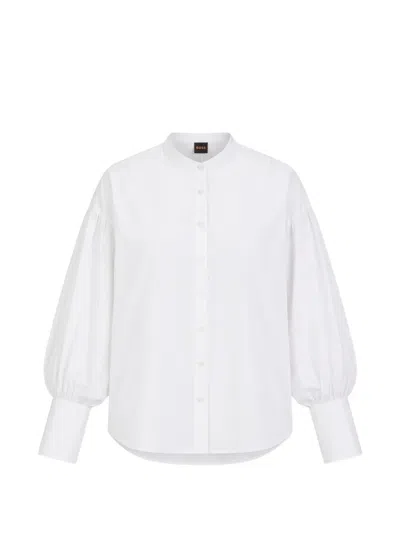 Hugo Boss Regular-fit Cotton-poplin Shirt With Kimono Sleeves In White