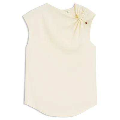 Hugo Boss Regular-fit Crepe Blouse With A Metal Pin In White