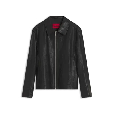 Hugo Boss Regular-fit Jacket In Nappa Leather In Black