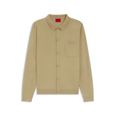 Hugo Boss Regular-fit Jacket With Ribbed Trims In Brown