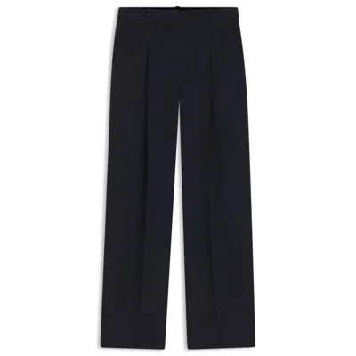 Hugo Boss Regular-fit Pants In Pinstripe Stretch Crepe In Black