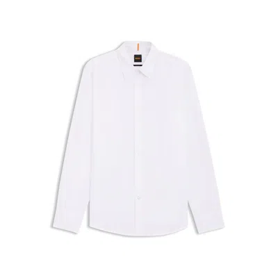 Hugo Boss Slim-fit Shirt In Italian-made Performance-stretch Jersey In White