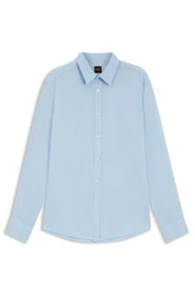 Hugo Boss Regular-fit Shirt In Linen In Blue