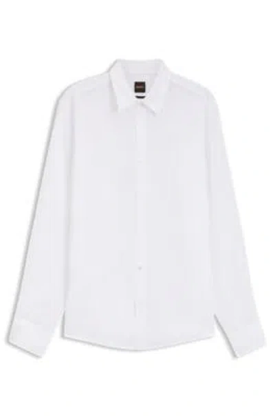 Hugo Boss Slim-fit Shirt In Italian-made Performance-stretch Jersey In White