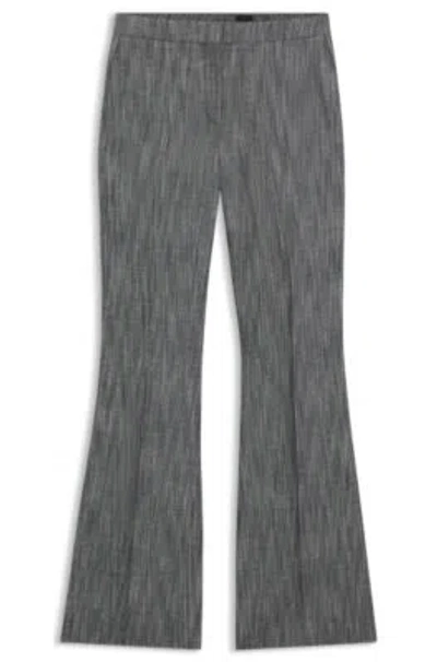 Hugo Boss Regular-fit Trousers In Melange Denim In Gray