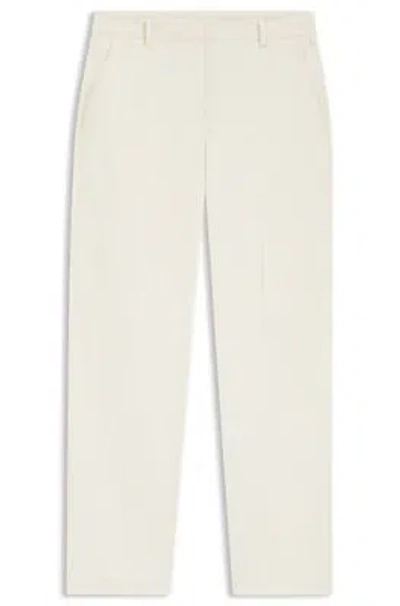 Hugo Boss Regular-fit Trousers In Stretch Cotton In White