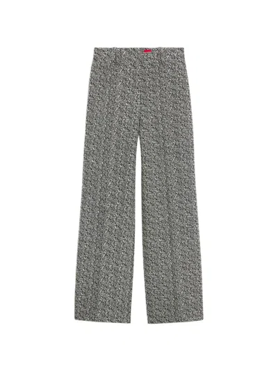 Hugo Boss Regular-fit Trousers In Stretch Herringbone Fabric In Gray