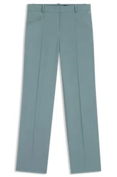 Hugo Boss Regular-fit Trousers In Virgin Wool In Transparent