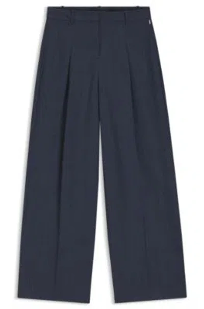 Hugo Boss Regular-fit Trousers In Virgin Wool In Blue