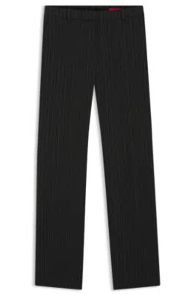 Hugo Boss Regular-fit Trousers With Sparkling Pinstripe In Black