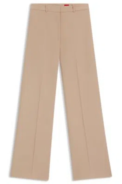 Hugo Boss Regular-fit Trousers With Wide Leg In Brown