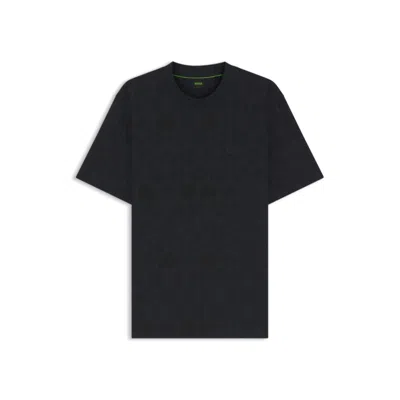Hugo Boss Regular-fit T-shirt In Cotton With Sporty Motif In Blue