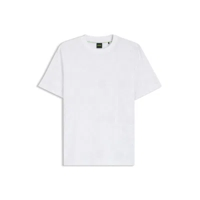 Hugo Boss Regular-fit T-shirt In Cotton With Sporty Motif In White