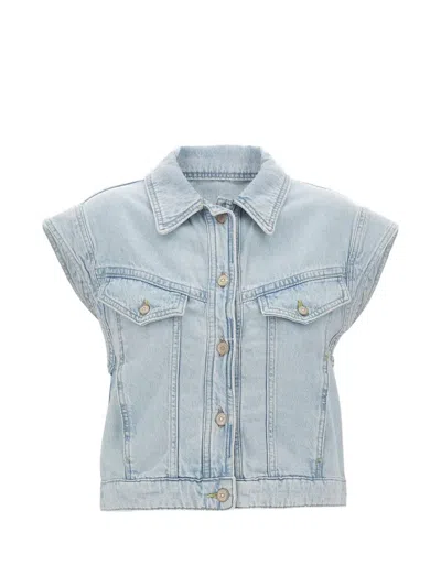 Hugo Boss Regular-fit Vest In Blue Marbled Denim
