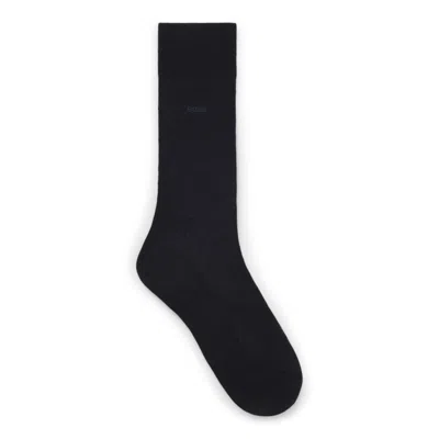 Hugo Boss Regular-length Socks In A Mercerized Cotton Blend In Blue