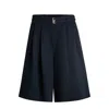 Hugo Boss Relaxed-fit Belted Culottes With Wide Leg In Blue