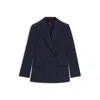 Hugo Boss Relaxed-fit Blazer In Stretch Fabric In Blue