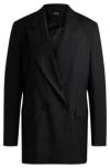 Hugo Boss Relaxed-fit Blazer With Crystal-studded Lapels In Black