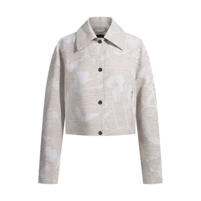 Hugo Boss Relaxed-fit Blazer With Floral Structure In Beige