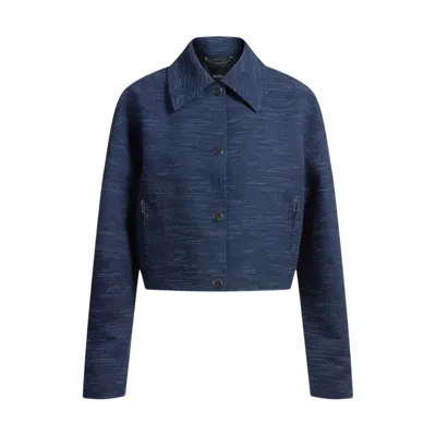 Hugo Boss Relaxed-fit Blazer With Floral Structure In Blue