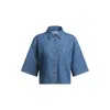 Hugo Boss Relaxed-fit Blouse In Blue Selvedge Denim