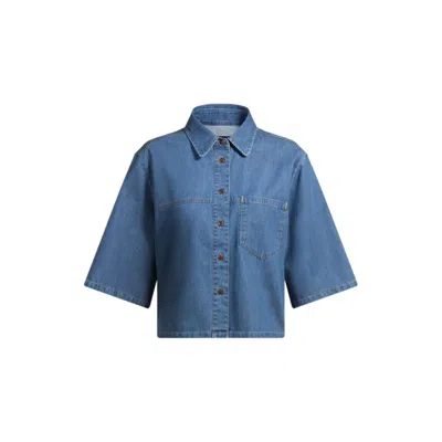 Hugo Boss Relaxed-fit Blouse In Blue Selvedge Denim