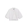 Hugo Boss Relaxed-fit Blouse In Cotton Poplin With Tie Neckline In White
