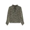 Hugo Boss Relaxed-fit Blouse In Printed Seersucker In Green