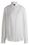 Hugo Boss Relaxed-fit Blouse In Silk Twill In White