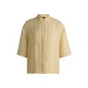 Hugo Boss Relaxed-fit Blouse In Soft Twill With Stand Collar In Beige
