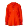 Hugo Boss Relaxed-fit Blouse In Stretch Silk With Tie Front In Red