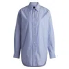 Hugo Boss Relaxed-fit Blouse In Striped Poplin In Blue