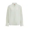 Hugo Boss Relaxed-fit Blouse With Concealed Placket And Point Collar In Light Green