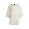 Hugo Boss Relaxed-fit Blouse With Contrast Stitching In White