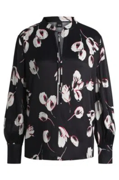 HUGO BOSS RELAXED-FIT BLOUSE WITH TULIP PRINT