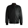 Hugo Boss Relaxed-fit Bomber Jacket In Treated Leather In Black