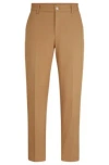 Hugo Boss Relaxed-fit Button-up Trousers In Stretch Cotton In Beige