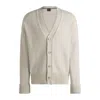 Hugo Boss Relaxed-fit Cardigan With Button Front And Ribbed Cuffs In White
