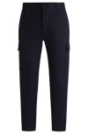Hugo Boss Relaxed-fit Cargo Trousers In Melange Stretch Fabric In Blue