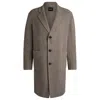Hugo Boss Relaxed-fit Coat In A Micro-patterned Wool Blend In Green