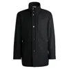 Hugo Boss Relaxed-fit Coat In Micro-patterned Wool In Black