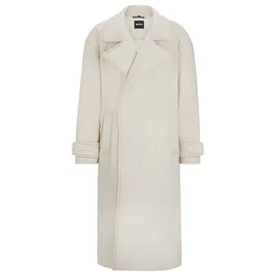Hugo Boss Relaxed-fit Coat In Padded Cotton In Light Grey