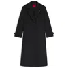Hugo Boss Relaxed-fit Coat With Stacked-logo Lapel Pin In Black
