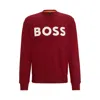 Hugo Boss Relaxed-fit Cotton-terry Sweatshirt With Rubber-print Logo In Red