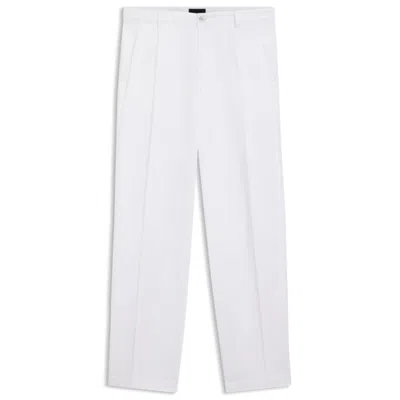 Hugo Boss Relaxed-fit Cropped Pants In Stretch-cotton Twill In White